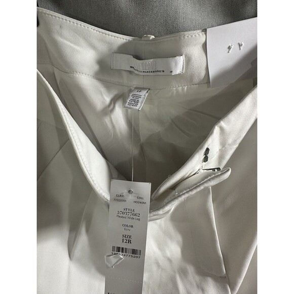 NWT White House Black Market Pleated Wide Leg Pants White Size 12 Regular - Picture 7 of 10